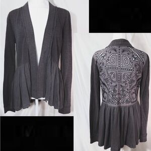Anthropologie Saturday Sunday Lightweight Open Front Cardigan With Peplum Hem